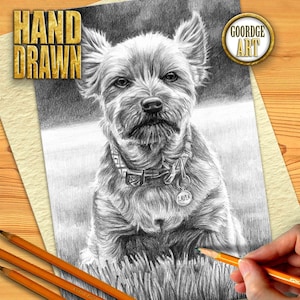 Custom Graphite Pencil Pet Portrait from Photo, Personalized Hand Drawn Physical Dog Portrait, Pet Memorial Art Commission, Animal Portrait