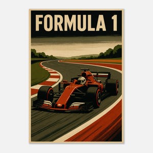 Vintage Formula 1 Poster – Retro F1 Car Racing Print | A4 Motorsport Wall Art | Classic Racing Decor for Fans & Collectors