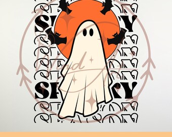 Fantasma assustador SVG, Halloween SVG, Halloween PNG, Temporada assustadora fofa SVG, Halloween retrô SVG Fantasma SVG, Fantasma assustador PNG, Fantasma Boo engraçado