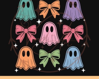 Halloween Cute Ghost Svg Png, Coquette Bow Halloween Svg, Halloween Svg, Ghost Png, Spooky Season Png, Coquette png, Sublimation Png Designs