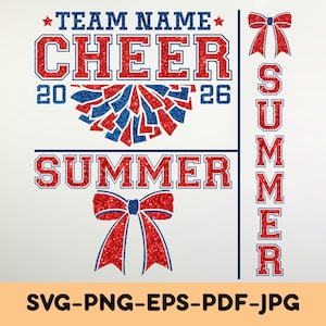 Glitter Cheer Svg Png, Cheerleading Svg, Cheerleader Svg, Cheer Mom Svg, Pom poms Megaphone Svg, Svg Files for Cricut, Cheer Team Template