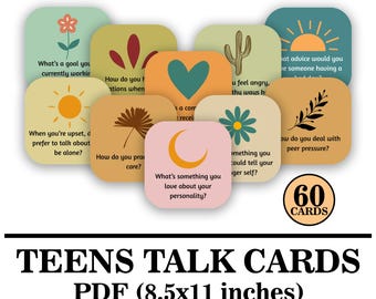Question Cards Therapy For Teens, Conversation Starters PDF, Counseling Flash Cards, Social Psychology, Mental Health, DBT Therapy Tools