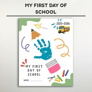 First Day Of School Handprint Craft | Back To School Printable | Memory Keepsake | Handprint Preschool Craft | First Day Teacher Resource