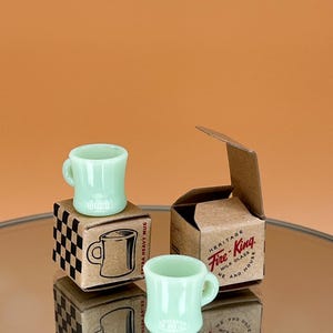 Retro cup with box, vintage mug, mini coffee mug, tiny cup, dollhouse mug