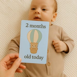 Tarjetas de hitos imprimibles, tarjetas PDF digitales, lindas tarjetas con fotos de bebés, tarjetas de hitos de bebé, osito, para niños, accesorios para fotografías de bebés.