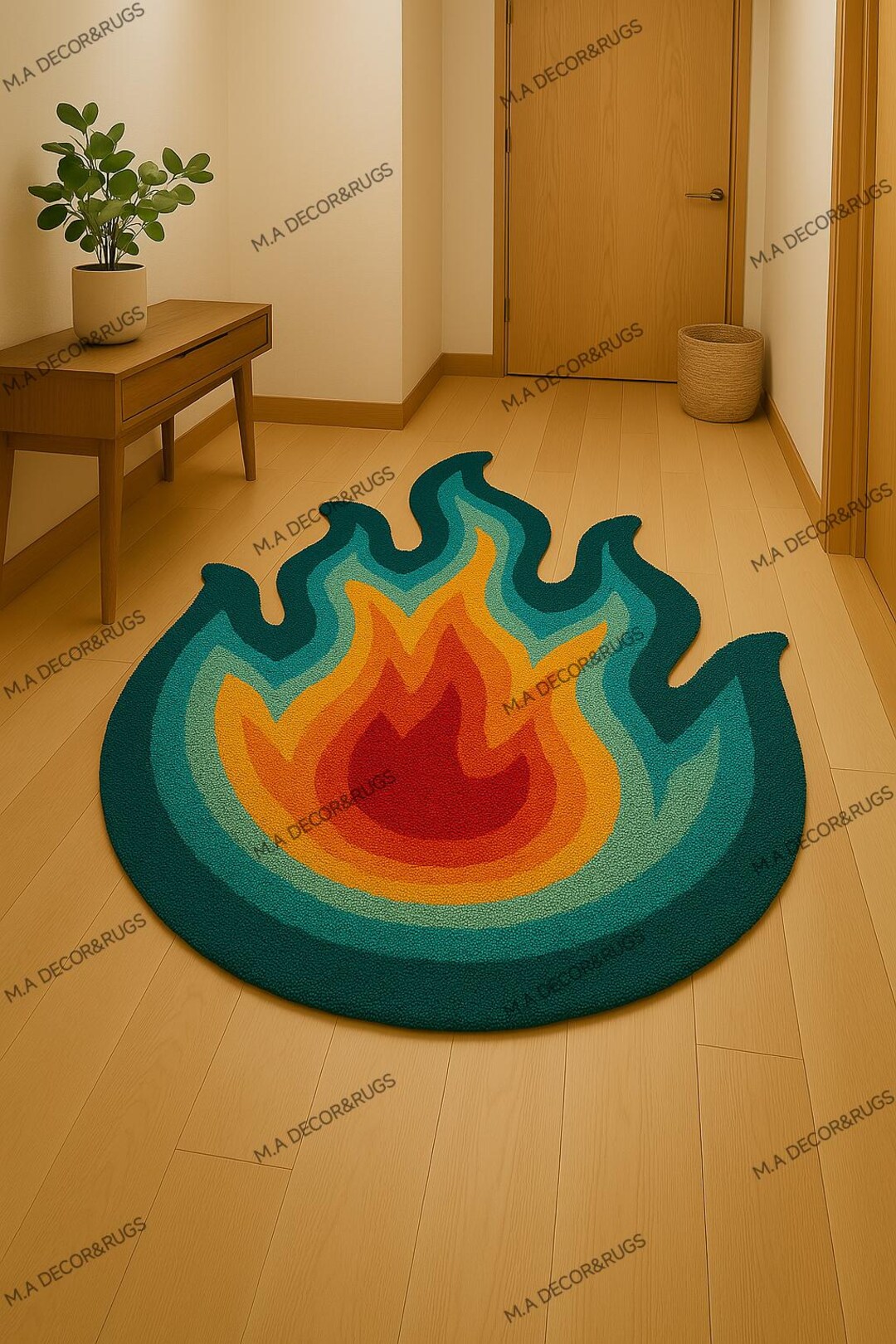 Irregular Flame Shaped Rug- Handmade Fire-inspired Custom Tufted Rug in ...