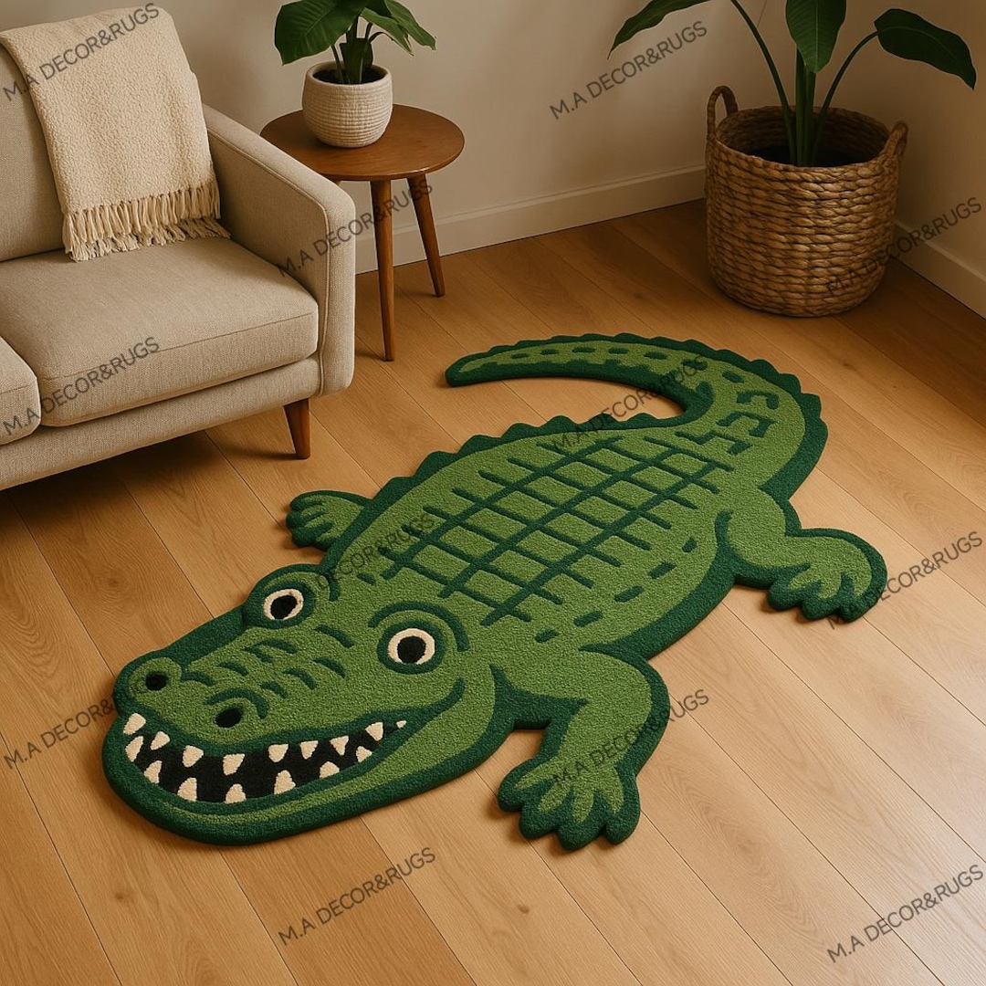 Crocodile Rug Realistic Faux Croc Hide Rug,alligator Rug Stylish Rustic ...