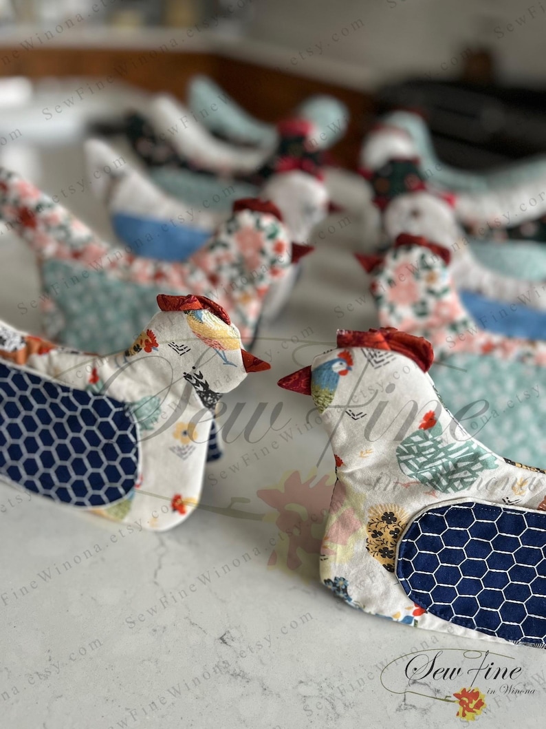 The Original Henrietta Chicken Oven Mitt PDF Sewing Pattern - Beginner Scrap Fabric Quilted Hot Mitt with Video Tutorial image 10