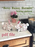 Betsy Bunny Oven Mitt Sewing Pattern (PDF Download) – Beginner Quilted Kitchen Decor with Video Tutorial