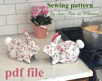 Betsy Bunny Oven Mitt Sewing Pattern (PDF Download) – Beginner Quilted Kitchen Decor with Video Tutorial