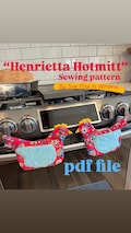 The Original Henrietta Chicken Oven Mitt PDF Sewing Pattern Fun Beginner Project, Scrap Fabric Quilted Hot Mitt now with YouTube Tutorial
