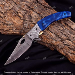 Unique Design Multi Colors Pocket Knife Gift for Men Damascus Knife Anniversary Birthday Gift for him Father Day Gift Wedding Groomsmen Gift