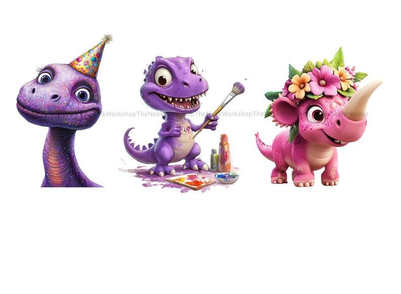 Cute Cartoon Dinosaur Clipart Bundle – 21 PNG Images for Kids Birthday ...