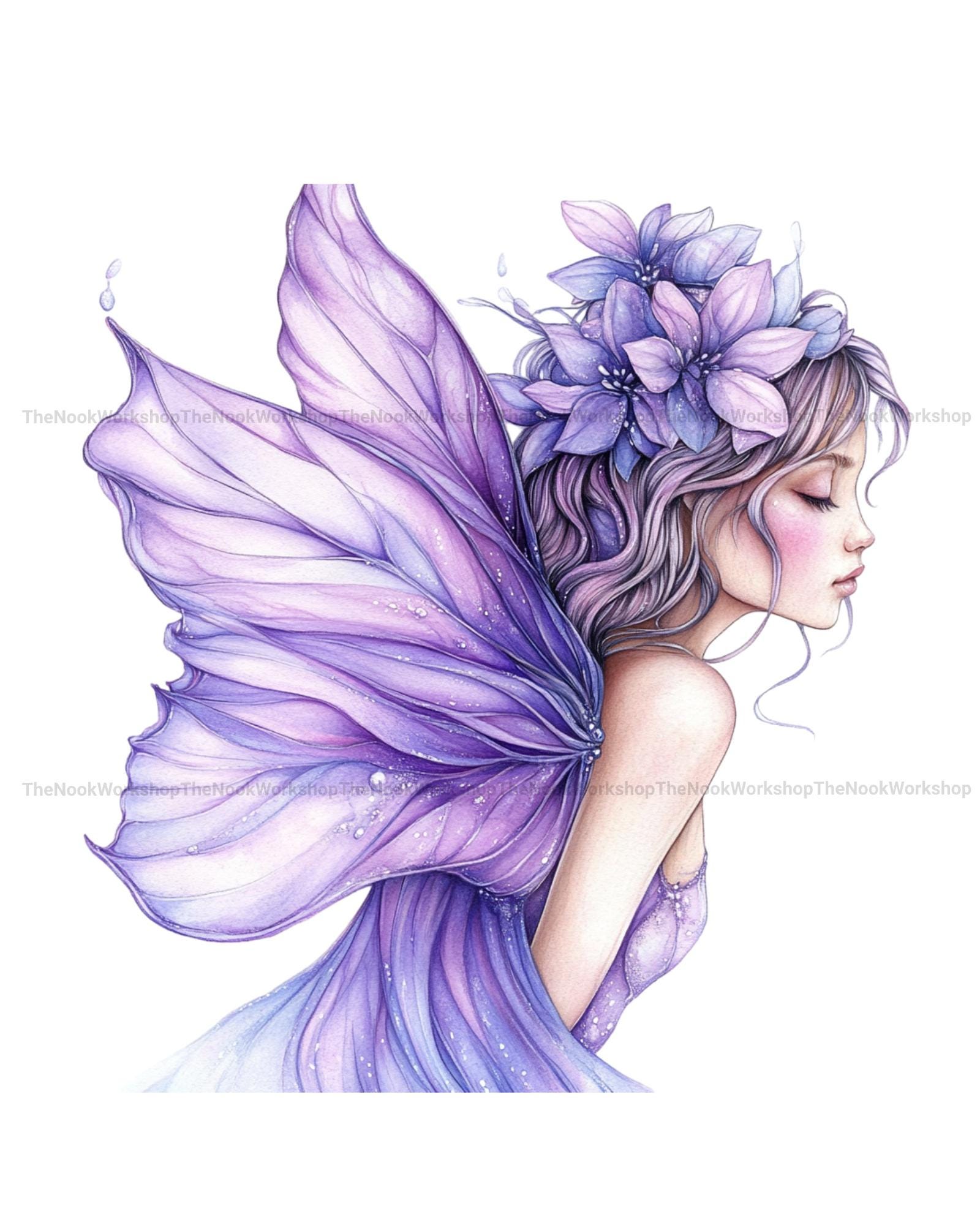 Purple Forest Fairies – Cute Watercolor Fairy Clipart Set 15 ...