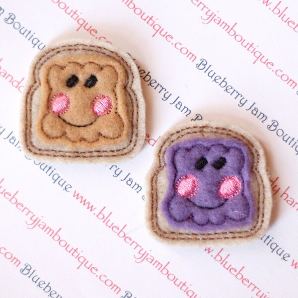 Embroidered Felt Peanut Butter and Grape Jelly - Set of 4