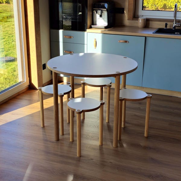Large Round Scandinavian dining table - minimalistic kitchen desk