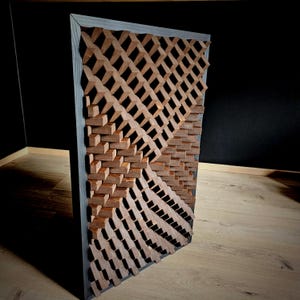 Black Acoustic Panel: Large 3D Wood Wall Art Sound Diffuser