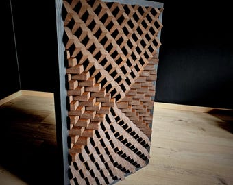 Black Acoustic Panel: Large 3D Wood Wall Art Sound Diffuser