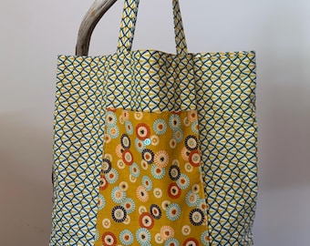 Bolso tote con bolsillo de almacenamiento - Bolsa de compras de tela