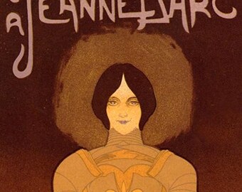 Representación estilizada de Juana de Arco con armadura de Georges de Feure, santo patrón de Francia, póster vintage, reproducción giclée, impreso en papel/lienzo.
