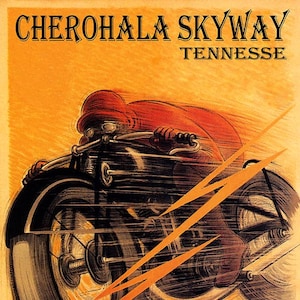 Cherohala Skyway Motorcycle Art Print: Vintage Tennessee Ride Poster