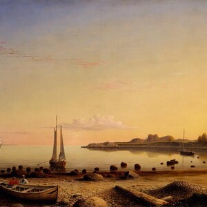 Fitz Henry Lane Art Print: Gloucester Harbor Sunset Giclée Poster