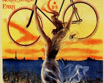 PAL Déesse Bicycles Vintage French Poster Giclée Art Print - Art Nouveau Wall Art