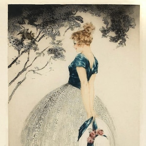 Louis Icart Fashion Lady with a Hat Birds In The Nest Classic 1922 Art Deco Premium Giclee Art Poster Printed on Matte Paper or Canvas