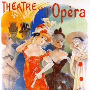 Vintage French Pierrot Poster: Fashion Masked Ball Giclee Art Print
