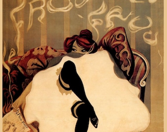 Póster francés vintage de bailarina de cancán: Le Frou-Frou, impresión artística giclée