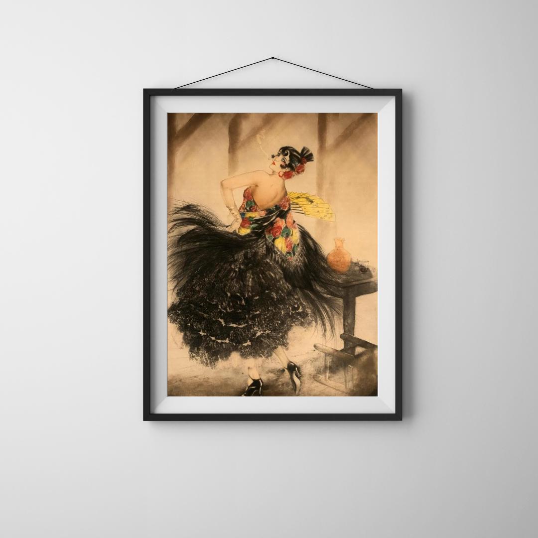 Louis Icart Carmen Flamenco Giclée Art Print, Art Deco Spanish