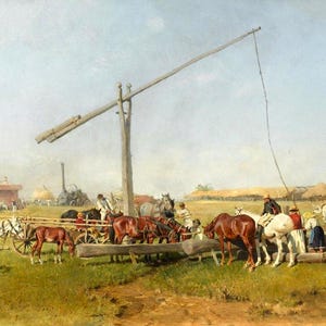 Julius von Blaas Art Print: Farm Scene Giclee Poster on Matte Paper or Canvas