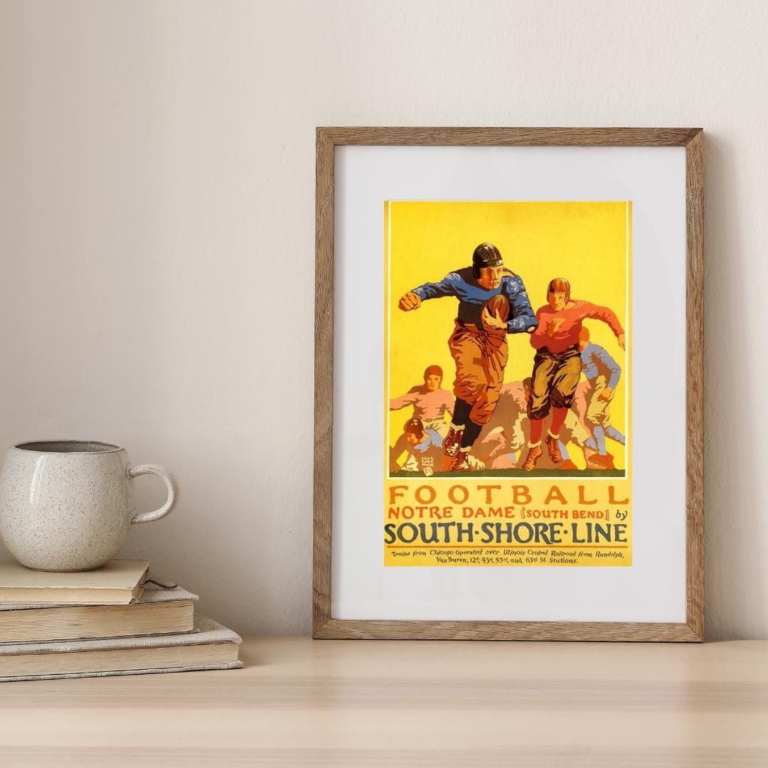 Vintage South Shore Line Football Giclée Art Print - Retro 1920s