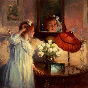 Albert Chevallier Tayler Art Print: Little Girl with Flower, Giclee Poster