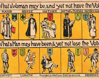 What a Woman May Be Votes for Women Giclée Art Print | Vintage Feminist Satire Wall Decor