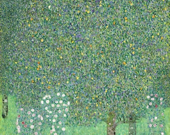 Gustav Klimt Rosebushes Under the Trees Giclée Art Print - Vintage Art Nouveau Landscape Painting