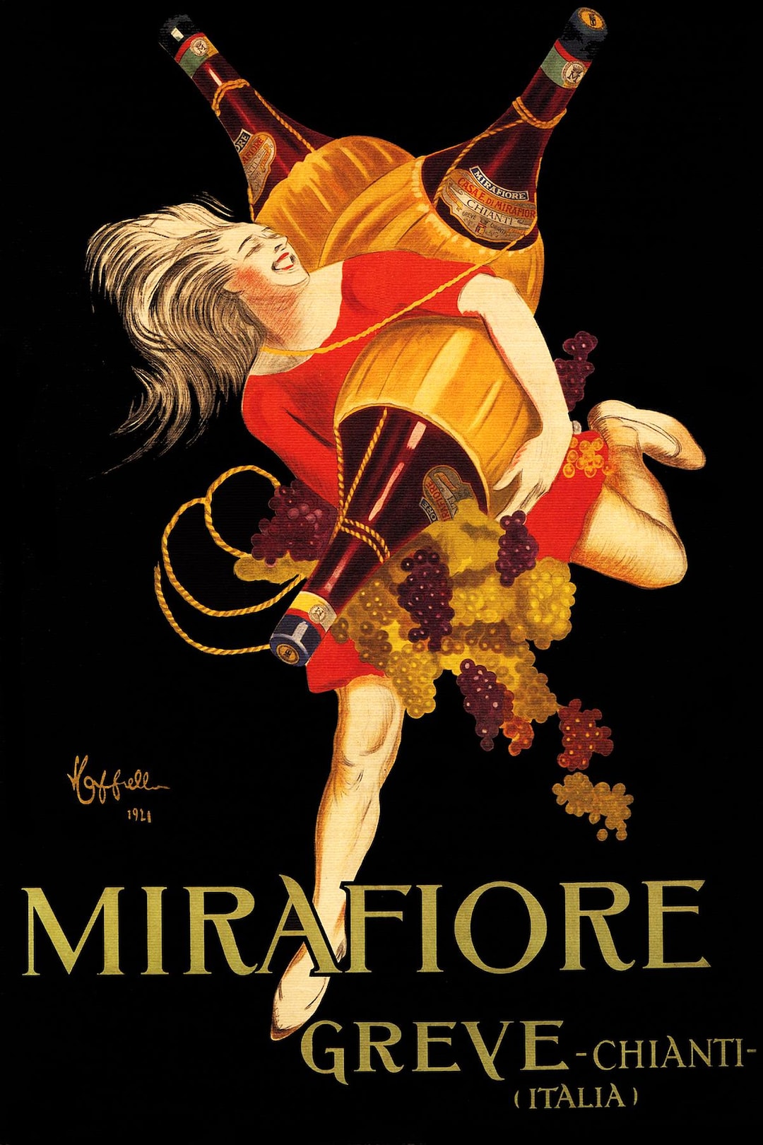 Mirafiore Greve Chianti Wine Italy Italian Girl Holding Bottles of