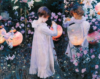 John Singer Sargent Carnation Lily Lily Rose Giclée Art Print - Impressionist Garden Nursery Wall Decor