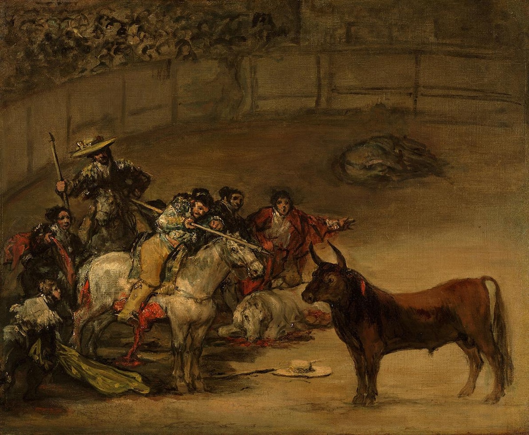 Francisco Goya Bullfight Picador on Horseback Lancing the Bull Suerte ...