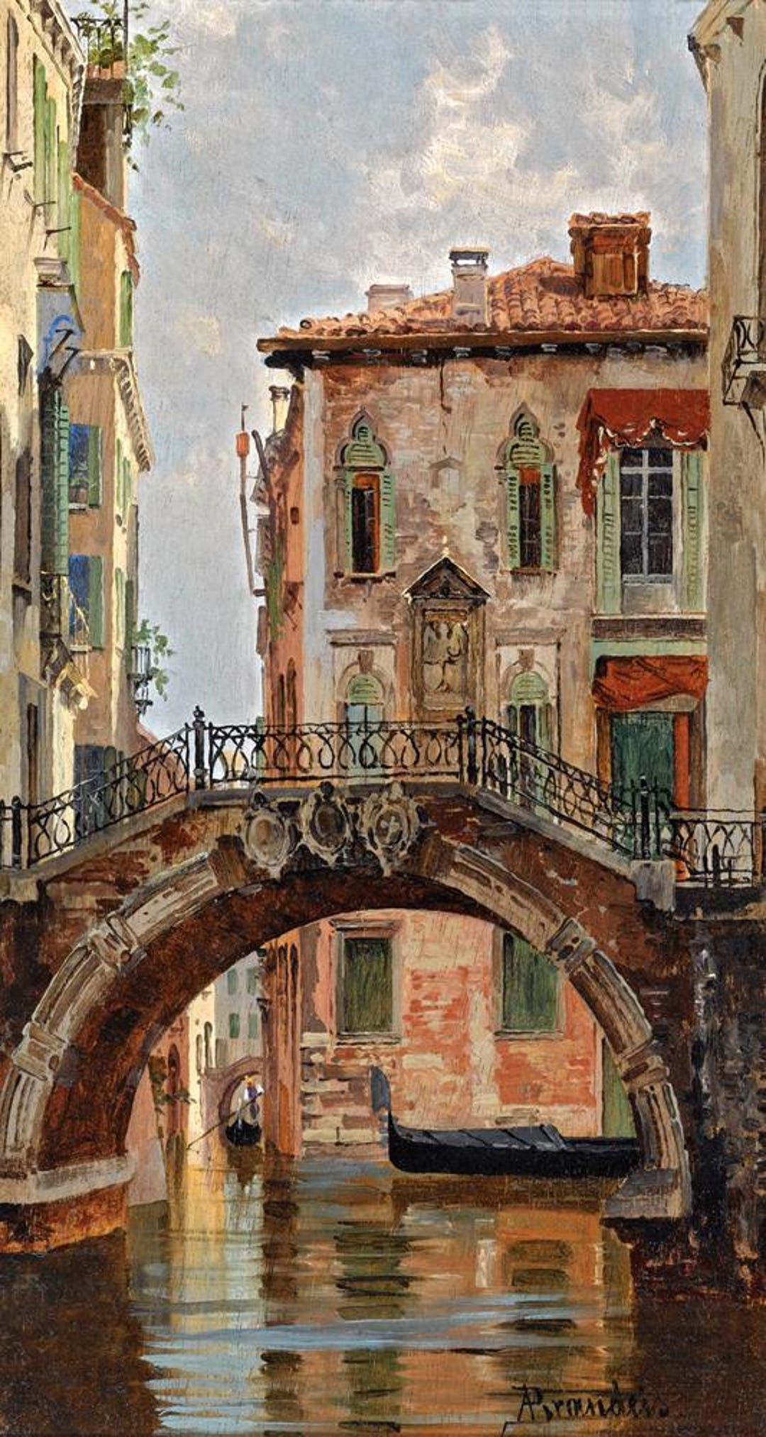 Hibou（リオペラ）maeght Riopelle フレンチアートポスター Antonietta Brandeis A Bridge Over a Venetian Canal Venice Italy