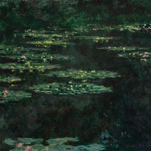 Claude Monet Water Lilies 1919 Garden Flowers Pond in his Garden at Giverny France Giclee Art Poster Printed on Matte Paper/Canvas Rolled Up