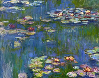 Claude Monet Water Lilies Impressionist Flower Painting Poster, Vintage Museum Wall Decor Giclée Art Print
