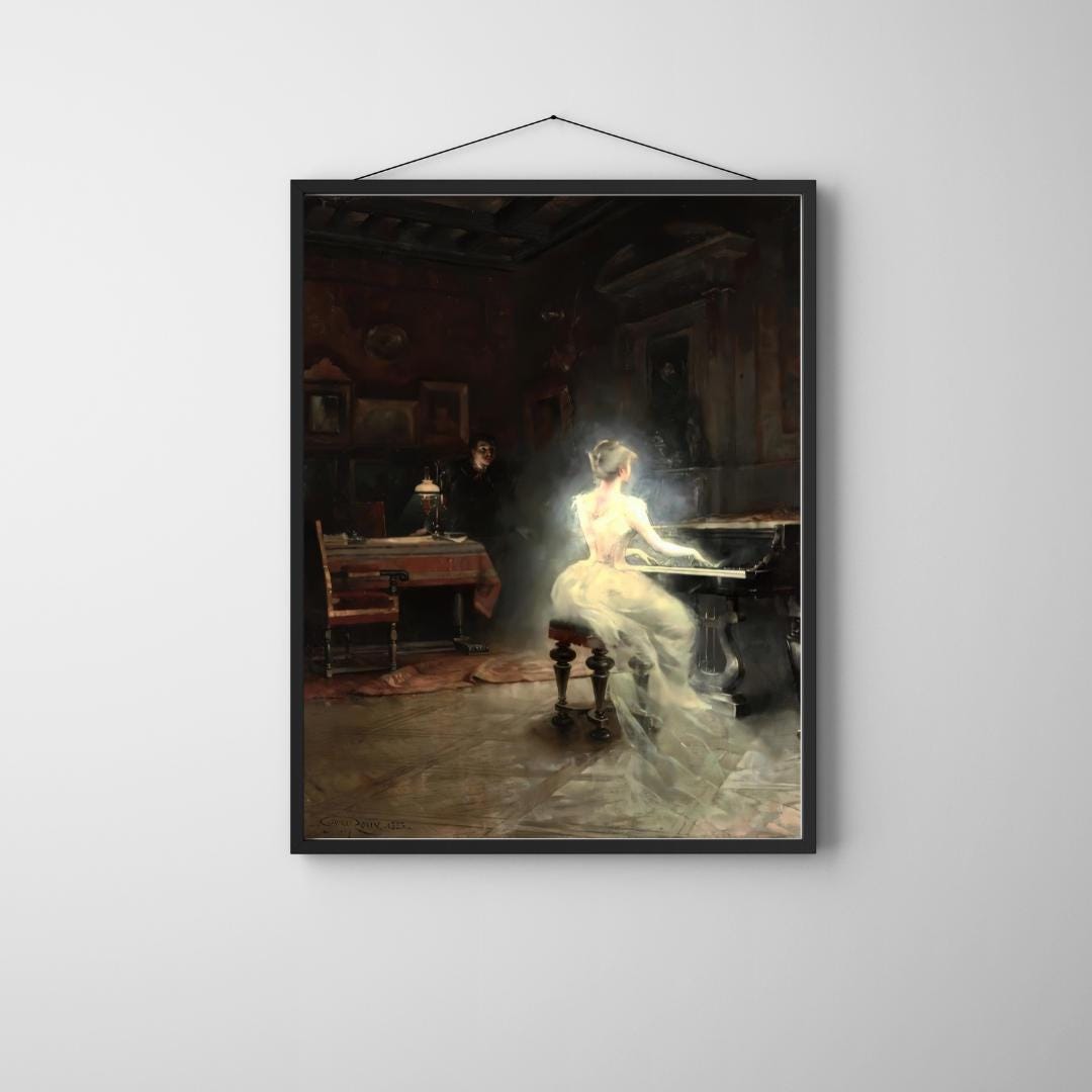 Georges Roux The Spirit at the Piano Giclée Art Print - Vintage
