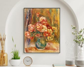 ピエール＝オーギュスト・ルノワール作「花瓶のバラ」ジクレー版画