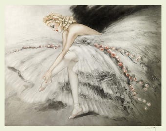 Louis Icart Ballerina Lady Giclée Art Print - Art Deco Dancer Woman Elegant Romantic Wall Decor
