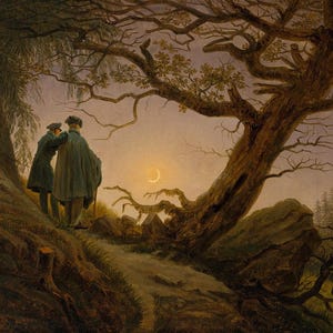 Caspar Friedrich: Zwei Männer betrachten den Mond Giclée Kunstdruck
