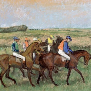Edgar Degas At the Horse Races Jockey Sport French Impressionist Premium Giclee Art Poster Printed on Matte Paper or Canvas Rolled up