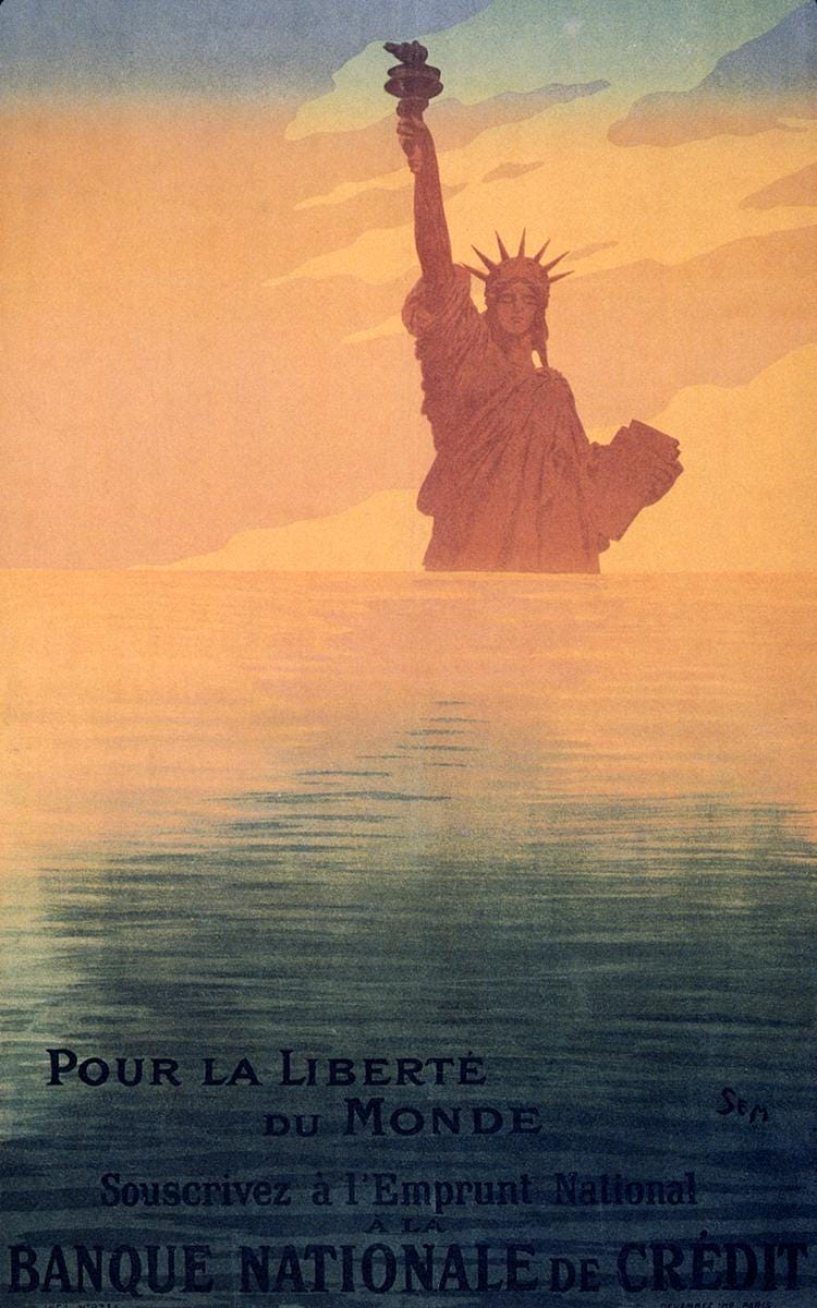 世界の自由のために自由の女神像はアメリカの戦争を象徴しています