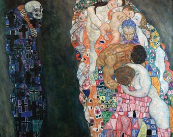 Gustav Klimt Death and Life Giclée Art Print - Dark Gothic Memento Mori Skull Wall Art