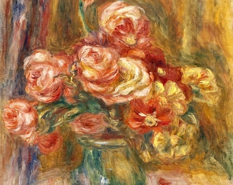 ピエール＝オーギュスト・ルノワール作「花瓶のバラ」ジクレー版画